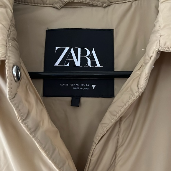 Zara quilted water repellent oversized jacket Overshirt Beige Sz XS 4341/739 - Picture 3 of 16